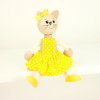 Cat yellow dress wooden bouncing doll