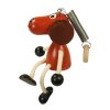 brown doggy wooden figurine with spring