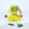 frog with cute hat wooden doll on spring