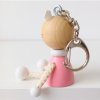 Pink kitty wooden keychain