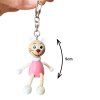 Pink cat hand crafted wooden kechain KROKIDO