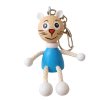 Blue kitty wooden keyring