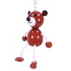 Brown bear hand painted wooden doll on spring