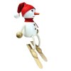 snowman with ski hadnmade wooden figurine