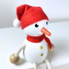 snowman with ski wooden figure