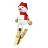 snowman with ski wooden doll for kids