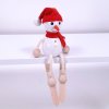 Snowman with ski hand painted wooden figure