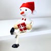 snowman with gift hand painted wooden decoration