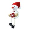 snowman with gift wooden figurine