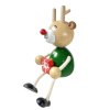 hand painted wooden figurine reindeer with gift
