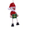 Santa with gift handmade wooden doll on spring