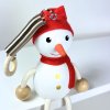 snowman hand painted wooden figure on spring