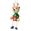 Christmas reindeer with gift wooden bouncing doll