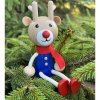 reindeer wooden toy with spring for kids