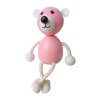 pink bear hand painted wooden figure