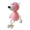 pink bear hand painted wooden figurine