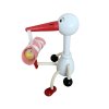 Stork with baby pink handmade wooden doll KROKIDO