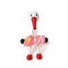 Stork with baby girl hand painted wooden figure