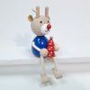 blue reindeer with christmas tree wooden figure