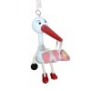 Stork with baby girl wooden bouncing figurine