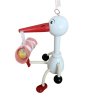 Stork with baby girl wooden figurine on spring KROKIDO