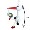 Stork with baby boy wooden figure on spring KROKIDO